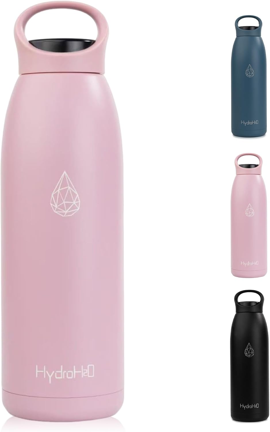32oz Insulated Stainless Steel Water Bottle with Handle, Double Wall Leakproof Sport Water Bottle, BPA-Free, Keeps Cold 24H/Hot 12H, Ideal Gym Bottle for Men, Women, Office, Hiking, Black