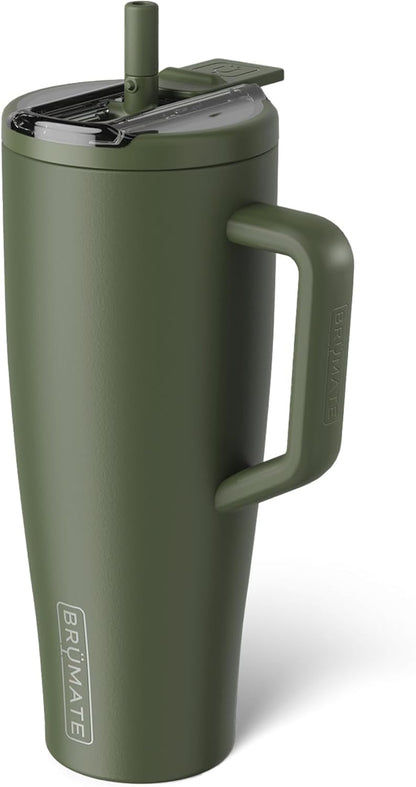 BrüMate Era Flip 30oz Tumbler with 100% Leakproof Covered Straw Lid | Hygienic Covered Straw | Insulated Stainless Steel Water Bottle with Handle | Cup Holder Friendly | BPA-Free (Sage)