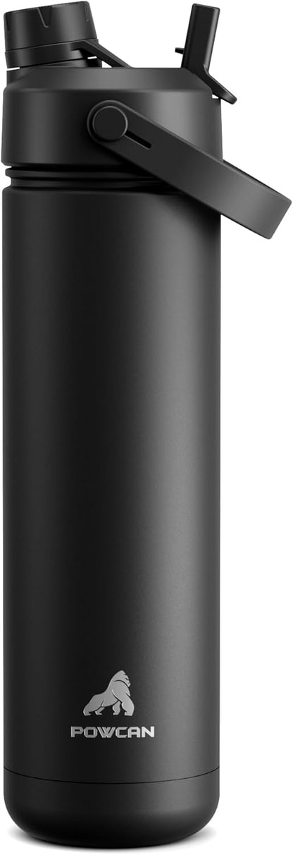 POWCAN 26 oz Insulated Water Bottle with 2-in-1 Straw and Spout Lid, Keep Cold 24H, Leak-Proof, Fits in Car Cup Holder, Stainless Steel Water Bottle for Sports, Travel, and School (Mint)