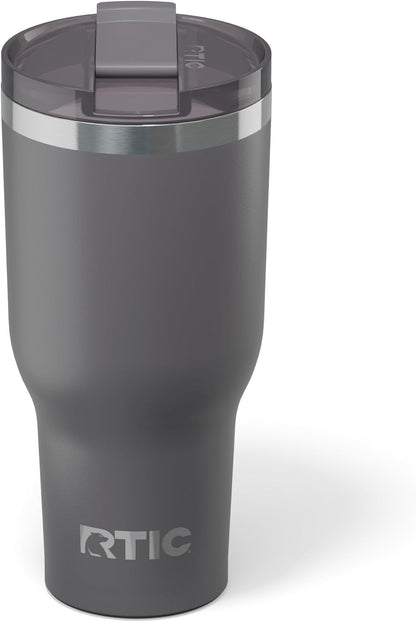 RTIC 20oz Essential Tumbler with Lid, Ceramic Lined, Insulated, Stainless Steel, Metal, Double Wall Vacuum-Insulation, Travel Cup for Iced Coffee, Tea, Hot and Cold Drink, Graphite