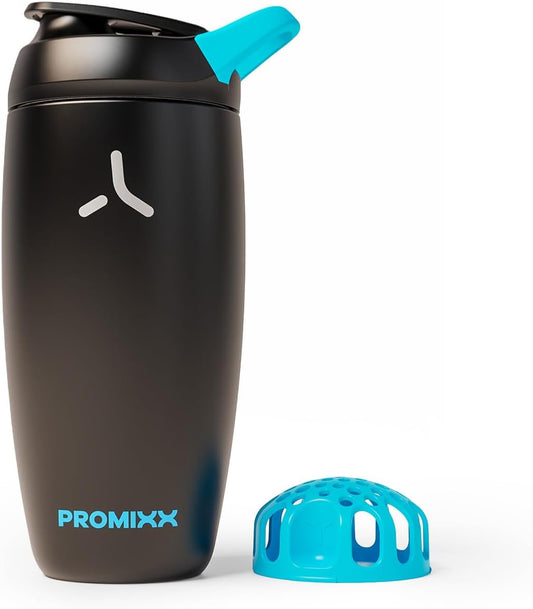 Promixx Pursuit Insulated Shaker Bottle – 18oz Double-Wall Stainless Steel Protein Mixer with Snap-Fit Agitator for Smooth Ice-Cold Shakes – Leak-Proof Gym Shaker Cup for Fitness – Midnight Blue