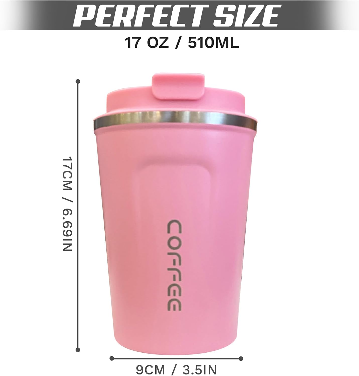 SPLMIFA Travel Coffee Mug Leak-Proof, Reusable Coffee Cups with Lids, Stainless Steel Vacuum Insulated Coffee Tumblers, Thermal Insulation Cup for Men and Women Hot & Cold Drinks(2nd-Green Pink, 12OZ)