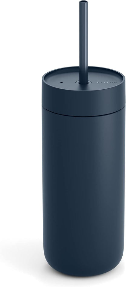 Fellow 16 oz Carter Cold Travel Mug for Water, Iced Tea, Coffee, Smoothies, Iced Coffee & more - Stainless Steel Vacuum-Insulated Iced Coffee tumbler with Spill Resistant lid and straw - Sienna