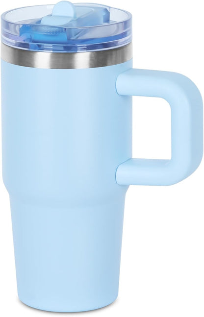 14 oz Tumbler for kids with Detachable Flip Straw Lid and handle, 100% Leak Proof 14 oz mini cup, Stainless Steel Vacuum Insulated Tumbler, Wide Mouth Easy to Clean, Keep Cold or Hot (Pink)