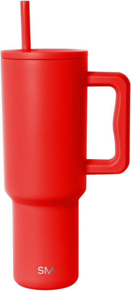 Simple Modern 40 oz Trek Tumbler with Handle and Straw Lid | Cup Holder Friendly Insulated Stainless Steel Travel Mug | Sea Glass Sage - Colors A