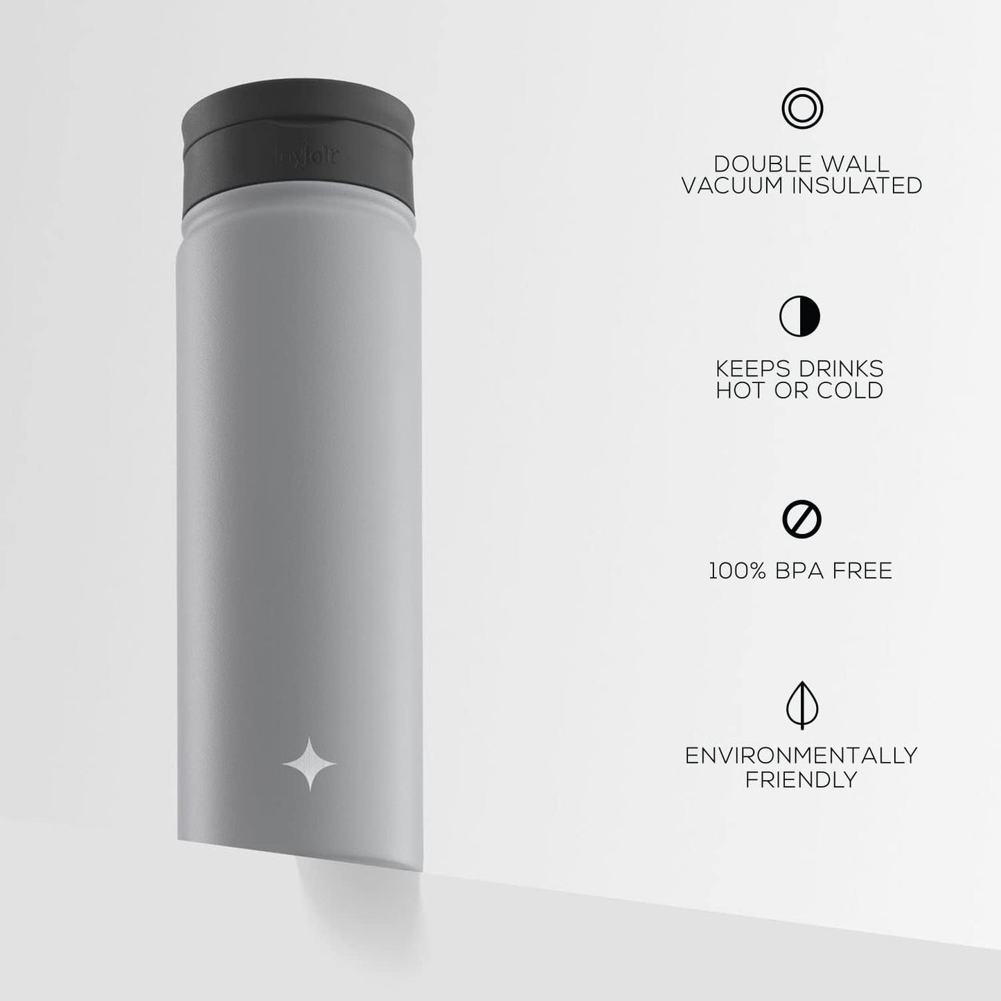 JoyJolt Triple Insulated Water Bottle with Straw Lid AND Flip Lid! 22oz Water Bottle, 12 Hour Hot/Cold Vacuum Insulated Stainless Steel Water Bottle. BPA-Free Leakproof Water Bottles - Thermos Bottle