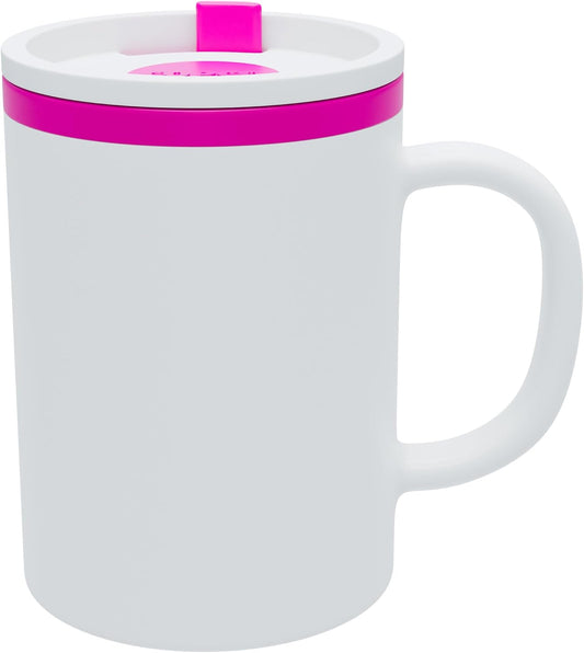 Copco Desk Mug 16 oz - Durable BPA-Free, Double-Wall Insulation for Hot & Cold Drinks, Microwave & Dishwasher Safe, Ideal for Office, Home, Travel - Spill-Resistant Reusable Mug (Pink)
