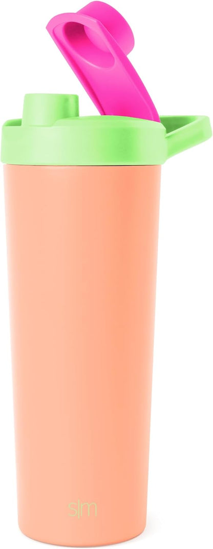 Simple Modern Stainless Steel Shaker Bottle with Ball 24oz | Metal Insulated Cup for Protein Mixes, Shakes and Pre Workout | Rally Collection | Almond Birch