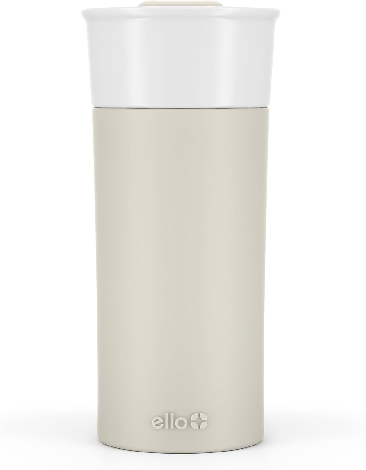 Ello Ogden Ceramic Travel Mug with Splash-Resistant Slider Lid and Protective Silicone Boot, Perfect for Coffee or Tea, BPA Free, Dishwasher Safe, Gray, 16 oz, 758-0438-040