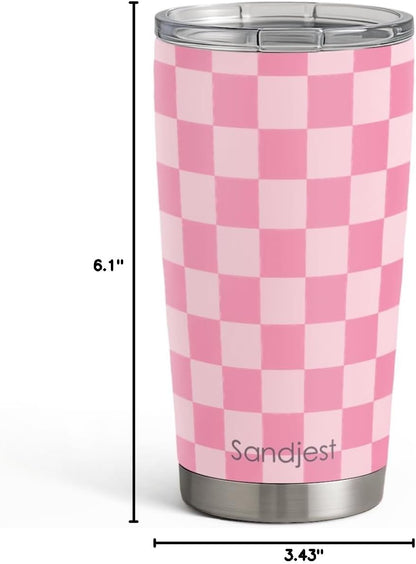 SANDJEST Pickleball Tumbler 20oz, Stainless Steel Travel Cup with Lid, Insulated Coffee Mug, Pickleballs Gifts for Women Girls Friends Sisters Players on Birthday Christmas