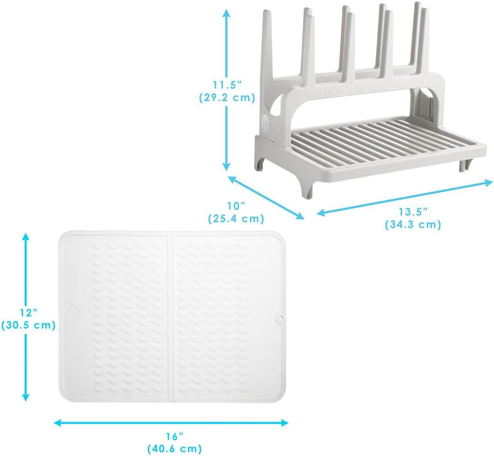 PopYum Seattle Gray Space Saving Drying Rack Made from 100% Recycled Bottles, Countertop for Baby Bottle, Plastic Bags, Cups, Glass, Tumblers, Compact