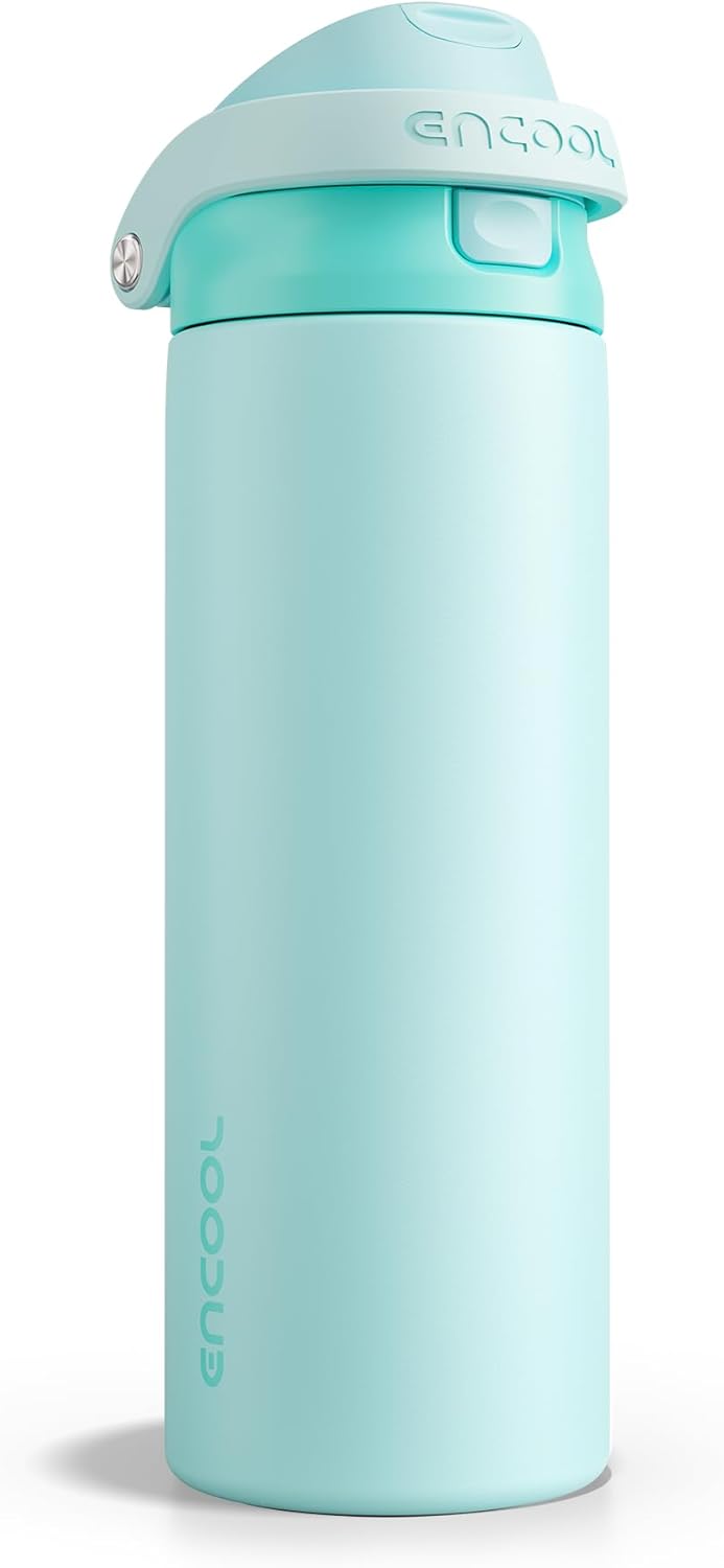 ENCOOL Leakproof Insulated Water Bottle with Straw Dual-Sip Water Bottle Bag-Safe Design for Work, Commute & Gym – Keeps Drinks Cold All Day, 24 oz, Lemonade Pink - Colors B