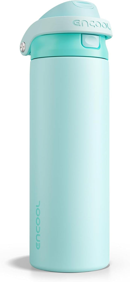 ENCOOL Leakproof Insulated Water Bottle with Straw Dual-Sip Water Bottle Bag-Safe Design for Work, Commute & Gym – Keeps Drinks Cold All Day, 24 oz, Lemonade Pink - Colors B
