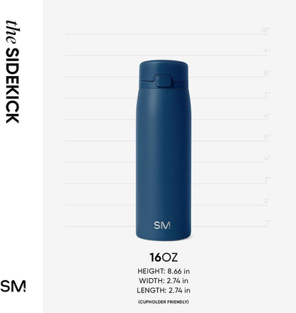 Simple Modern Sidekick Travel Coffee Mug | Ceramic-Lined Insulated Stainless Steel Tumbler | Leak-Proof and Cup Holder Friendly | 16oz, Almond Birch Mix