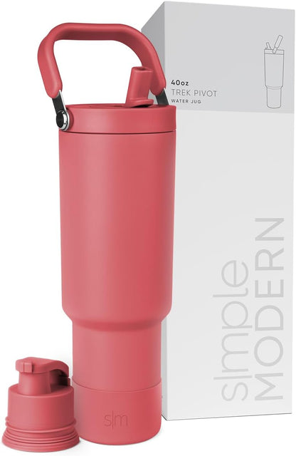 Simple Modern Trek Pivot | 40oz Flip Straw Tumbler with Handle | Water Bottle & Boot | Interchangeable Straw & Chug Lids | Insulated Stainless Steel Jug | Gym Sports Outdoors | Forest - Colors A