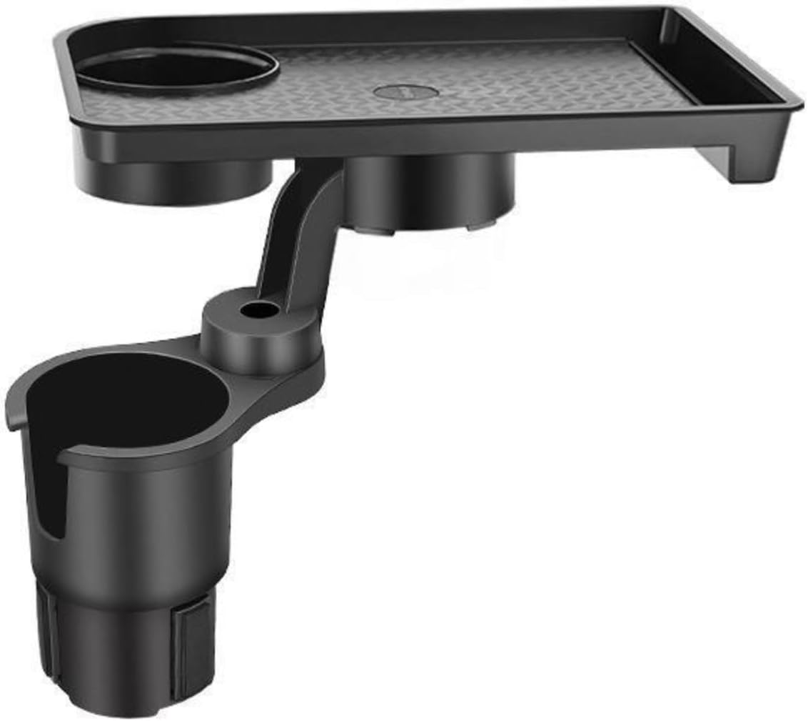 Vehicle-Mounted Multifunctional Water Cup Holder Tray Black Adjustable Cup Holder Dining Plate Expandable Bracket Storage Space-Saving