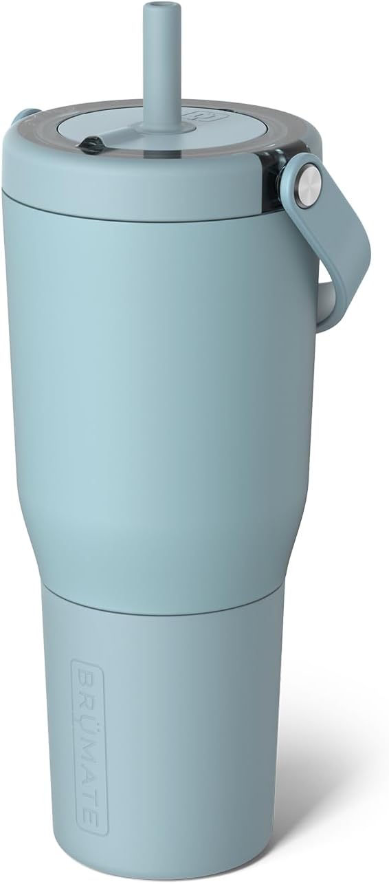 BrüMate Resa 35oz 100% Leakproof Tumbler w/Handle & Straw | Flexible SoftSip Straw | Silicone Sleeve for Durability | Stainless Steel | Cup Holder & Travel Friendly Water Bottle (Java)