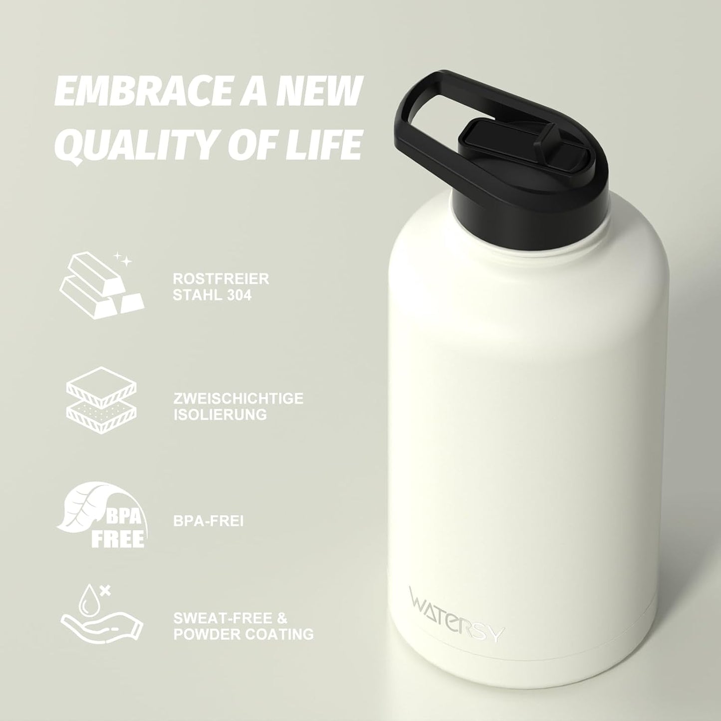40oz Insulated Water Bottle (Cold for 48 Hrs),BPA Free&Leak Proof,Stainless Steel Water Flask,Water Jug with Straw Spout Lids for Gym,Hiking,Travel,Black Blue