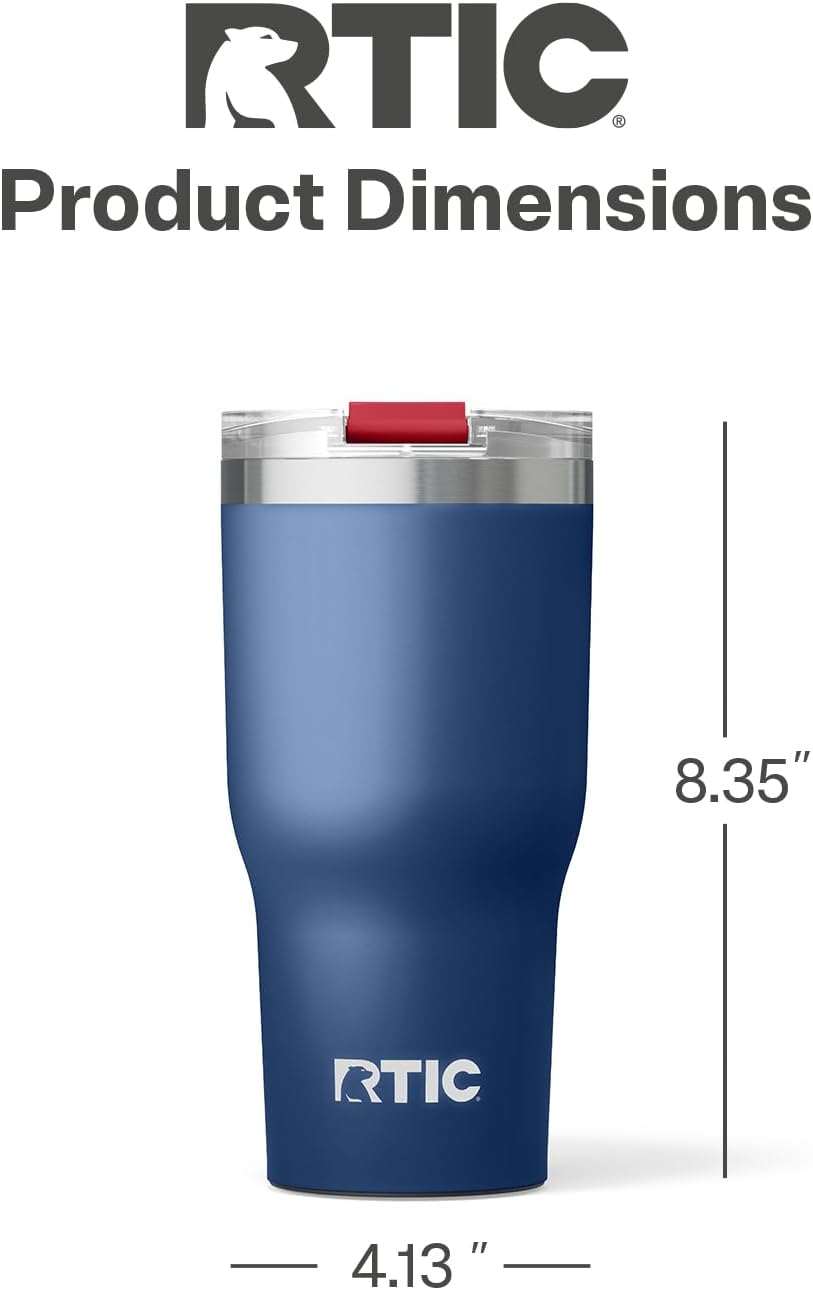 RTIC 20oz Essential Tumbler with Lid, Ceramic Lined, Insulated, Stainless Steel, Metal, Double Wall Vacuum-Insulation, Travel Cup for Iced Coffee, Tea, Hot and Cold Drink, Graphite