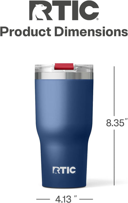 RTIC 20oz Essential Tumbler with Lid, Ceramic Lined, Insulated, Stainless Steel, Metal, Double Wall Vacuum-Insulation, Travel Cup for Iced Coffee, Tea, Hot and Cold Drink, Graphite