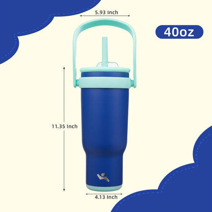 Konokyo 30 oz Tumbler with Side Handle, Insulated Water Bottle with Straw and 2 in 1 Lid, Stainless Steel Cup Travel Coffee Mug for Sports Office Gym,Purple