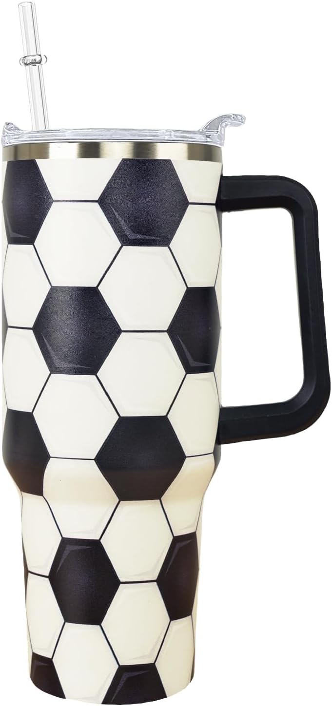 Ceovfoi 40 oz Pickleball Coffee Mug Vacuum Insulated Travel Tumbler with Handle, Lid & Straw - Perfect Pickleball Gifts for Players, Coaches, Lovers | Pickleball Accessories