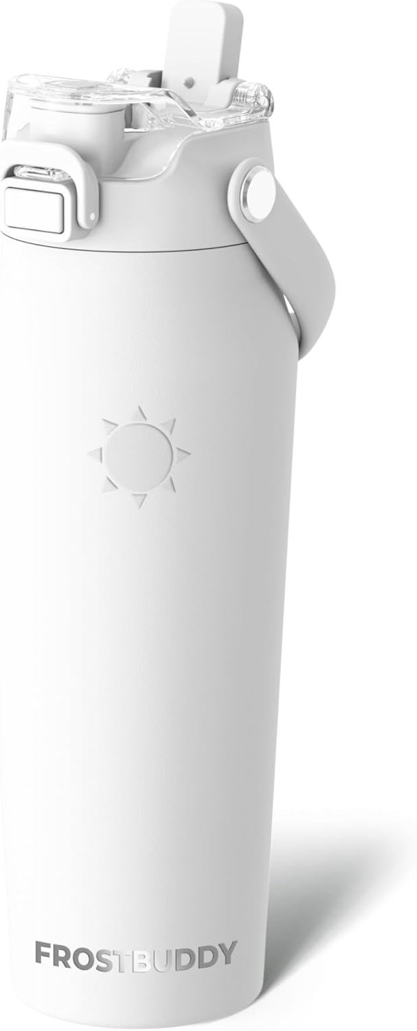 Frost Buddy 24oz Insulated Water Bottle with Straw & Chug Lid | Leak-Proof Stainless Steel | 24-Hours Cold | Sweat-Proof, Cup Holder Friendly | Ideal for Gym, Travel, Sports & Everyday Hydration - Colors A