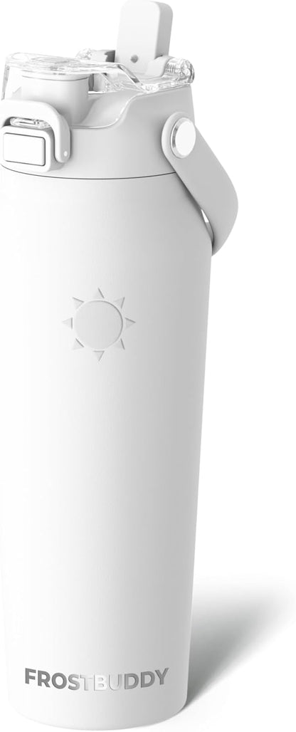 Frost Buddy 24oz Insulated Water Bottle with Straw & Chug Lid | Leak-Proof Stainless Steel | 24-Hours Cold | Sweat-Proof, Cup Holder Friendly | Ideal for Gym, Travel, Sports & Everyday Hydration - Colors A
