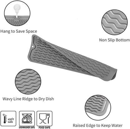 MicoYang Silicone Dish Drying Mat for Multiple Usage,Easy clean,Eco-friendly,Heat-resistant Silicone Mat for Kitchen Counter,Sink,Bar,Bottle,or Cup Green M 17 inches x 6 inches