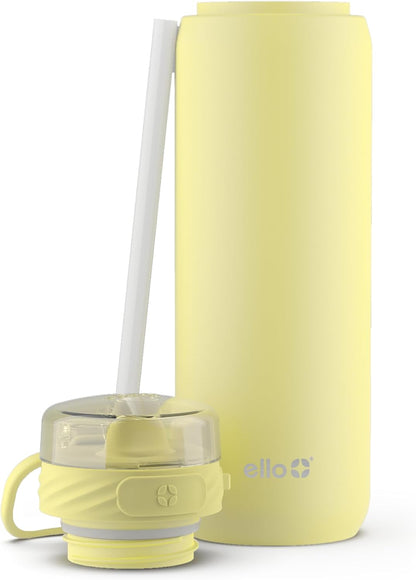 Ello Cooper 22oz Stainless Steel Water Bottle with Straw and Carry Handle, Double Walled and Vacuum Insulated Metal, Leak Proof Locking Lid with Soft Silicone Spout, Reusable, BPA Free, Lilac