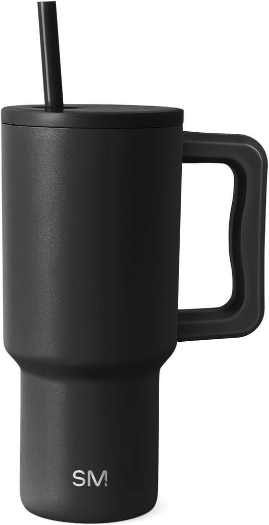 Simple Modern 40 oz Trek Tumbler with Handle and Straw Lid | Cup Holder Friendly Insulated Stainless Steel Travel Mug | Sea Glass Sage - Colors A