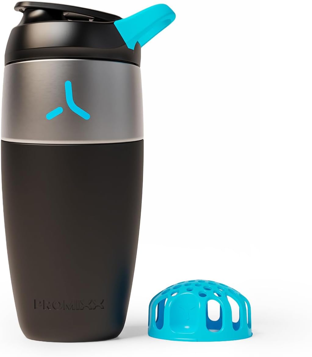 Promixx Pursuit Stainless Steel Shaker Bottle - 26oz Lightweight Metal Protein Mixer with Snap-Fit Agitator for Smooth Shakes - Leak-Proof Gym Shaker Cup for Fitness & Travel - Midnight Blue