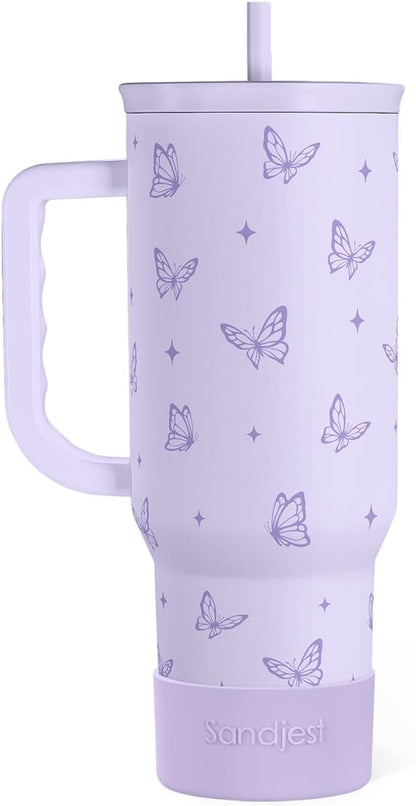 SANDJEST Pickleball 40oz Tumbler With Handle and Straw, Pickleball Queen Insulated Stainless Steel Travel Coffee Mug for Women Girls Players, Gift Idea for Birthday Christmas Mothers Day