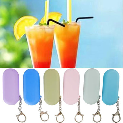 6 Sets Silicone Reusable Straws with Cases & Cleaning Brushes, Foldable Portable Travel Straws for for Travel & Party Cold or Hot