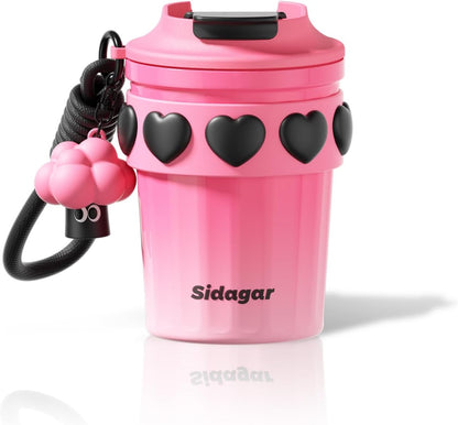 SDGA+ 12 oz Travel Coffee Mug Spill Proof Leak Proof, Stainless Steel Thermal Coffee Cup with Lid, Resuable Cup for Hot and Cold, Portable Tumbler for Women, Light Pink