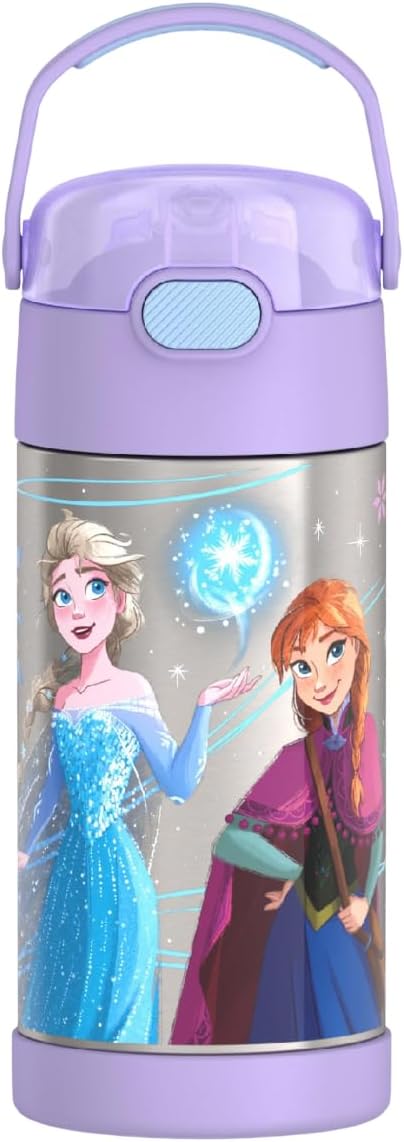 THERMOS FUNTAINER Water Bottle with Straw - 12 Ounce - Kids Stainless Steel Vacuum Insulated Water Bottle with Lid, Bluey - Colors A