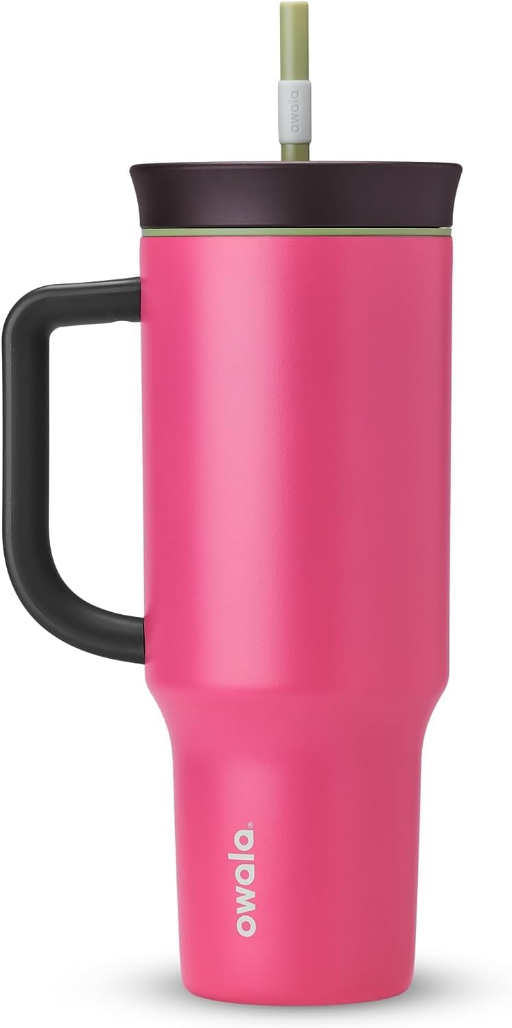 Owala Stainless Steel Triple Layer Insulated Travel Tumbler with Spill Resistant Lid and Straw, BPA Free, 24 oz, Grey/Blue (The Great Blue)