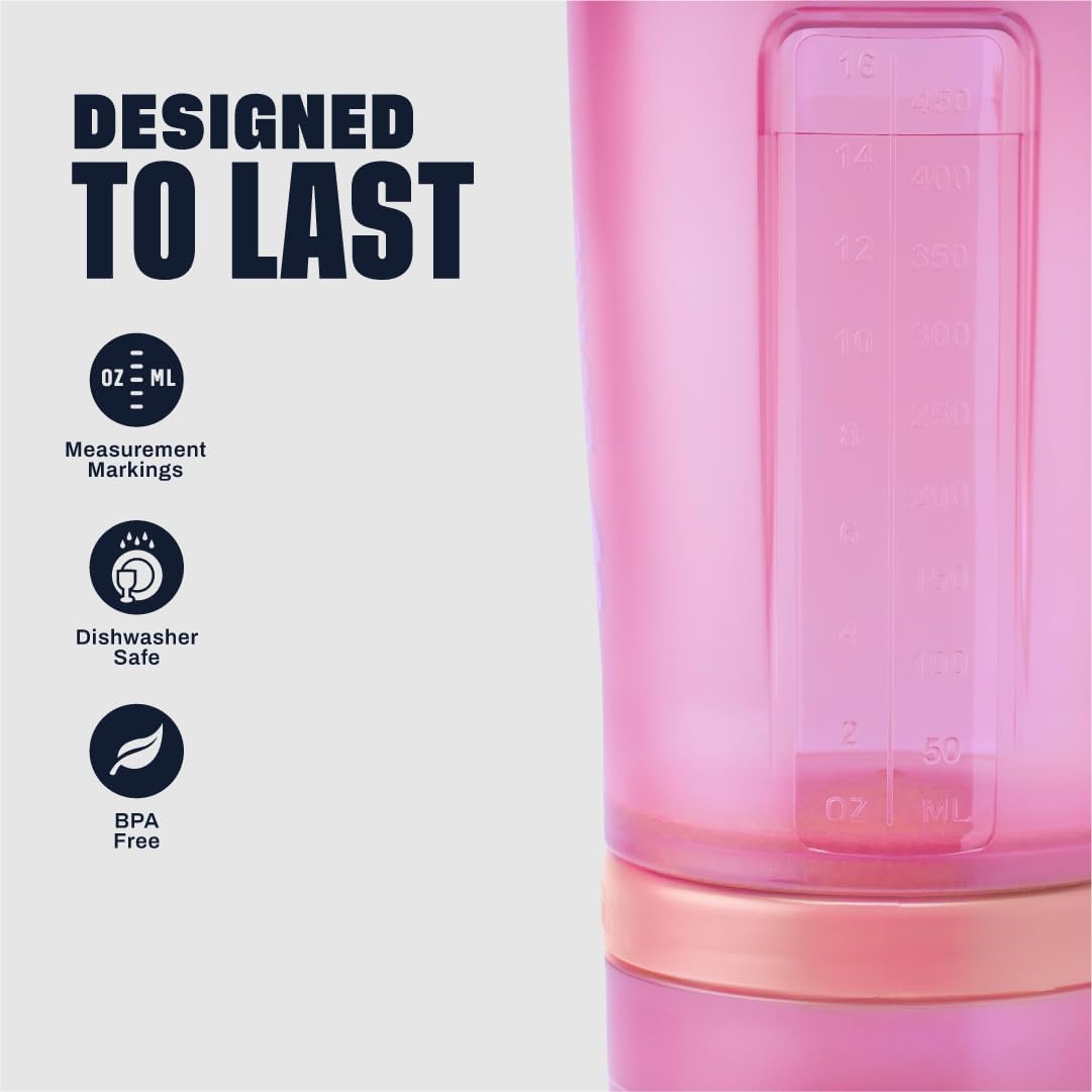 BlenderBottle Shaker Bottle with Pill Organizer and Storage for Protein Powder, Classic V2 ProStak System, 22-Ounce, Midnight Black