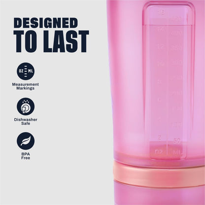 BlenderBottle Shaker Bottle with Pill Organizer and Storage for Protein Powder, Classic V2 ProStak System, 22-Ounce, Midnight Black