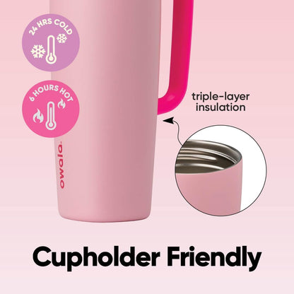 Owala SmoothSip Slider Insulated Stainless Steel Coffee Tumbler, Reusable Iced Coffee Cup, Hot Coffee Travel Mug, BPA Free 20 oz, Grey/Blue (High Dive)