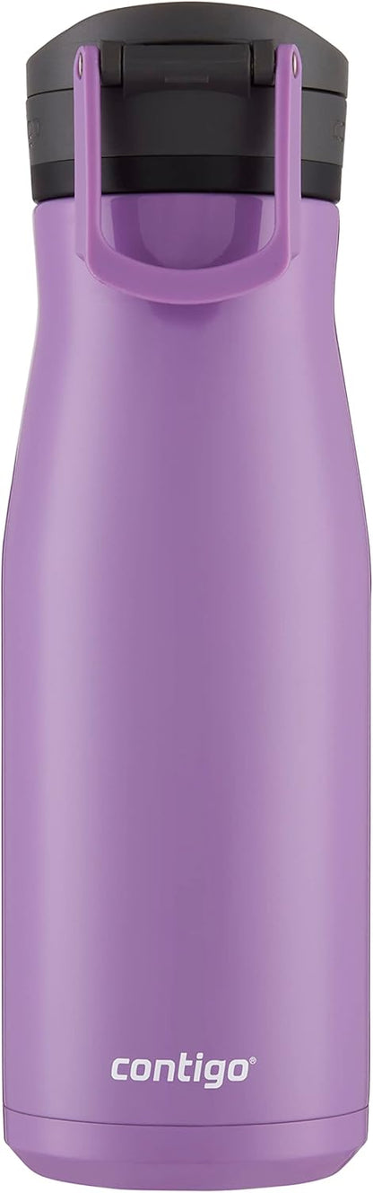 Contigo Jackson Chill 2.0, Vacuum-Insulated Stainless Steel Water Bottle with Secure Lid, Leak-Proof Travel Friendly, 20oz Capacity, Blueberry Color, Keeps Drinks Cold for 12 Hours
