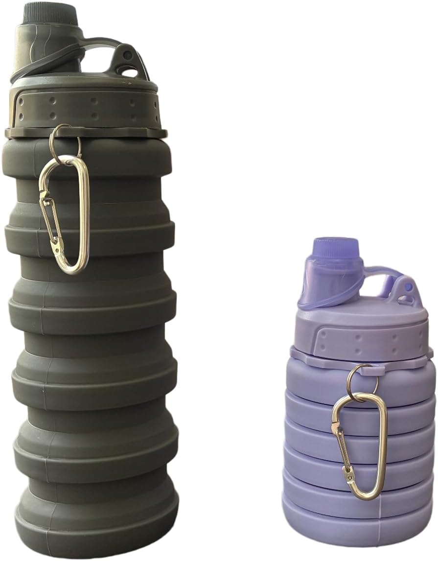 Collapsible Water Bottles Travel water bottle Sports Portable Sport Water Bottle Reusable Water Bottles comes with mountaineering Buckle 500ml silicone Water-proof camping water bottle