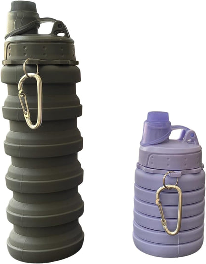 Collapsible Water Bottles Travel water bottle Sports Portable Sport Water Bottle Reusable Water Bottles comes with mountaineering Buckle 500ml silicone Water-proof camping water bottle