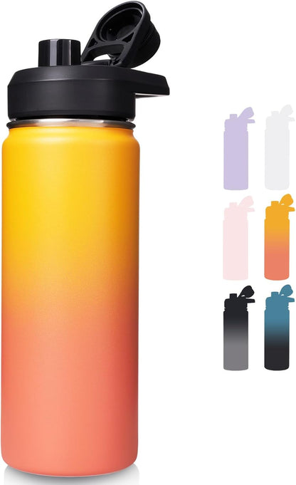 Fijinhom 24 oz Insulated Water Bottle with Handle, 304 Stainless Steel Water Bottles with Wide Mouth, Double Wall Vacuum Sports Water Bottle, BPA Free, Keep Cold and Hot, Black | with Handle