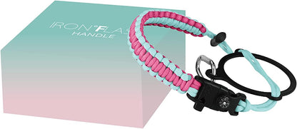 IRON °FLASK Paracord Handle - Fits Wide Mouth Water Bottles - Durable Carrier, Secure Accessories, Survival Strap Cord, Safety Ring, and Carabiner - Seven Core Paracord Bracelet