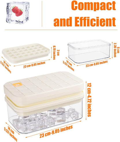 Brigii Ice Cube Tray with Lid & Storage Bin, 56 Cubes Ice Mold with Easy-Release Silicone Bottom, Stackable Ice Trays for Freezer, BPA Free,for Cocktails, Whiskey, Coffee & Drinks