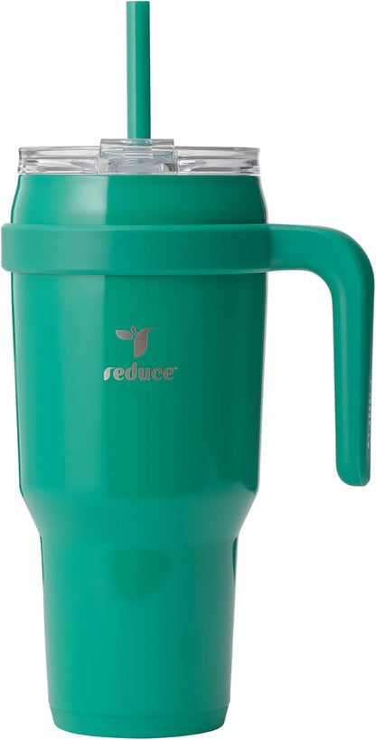 REDUCE 24 oz Stainless Steel Tumbler with Handle - Dual-Wall Vacuum Insulated Travel Mug, Sweat-Proof Lid & Reusable Straw - Keeps Drinks Cold for 24 Hrs, Fits Cupholders, Dishwasher Safe - Lilac Bud