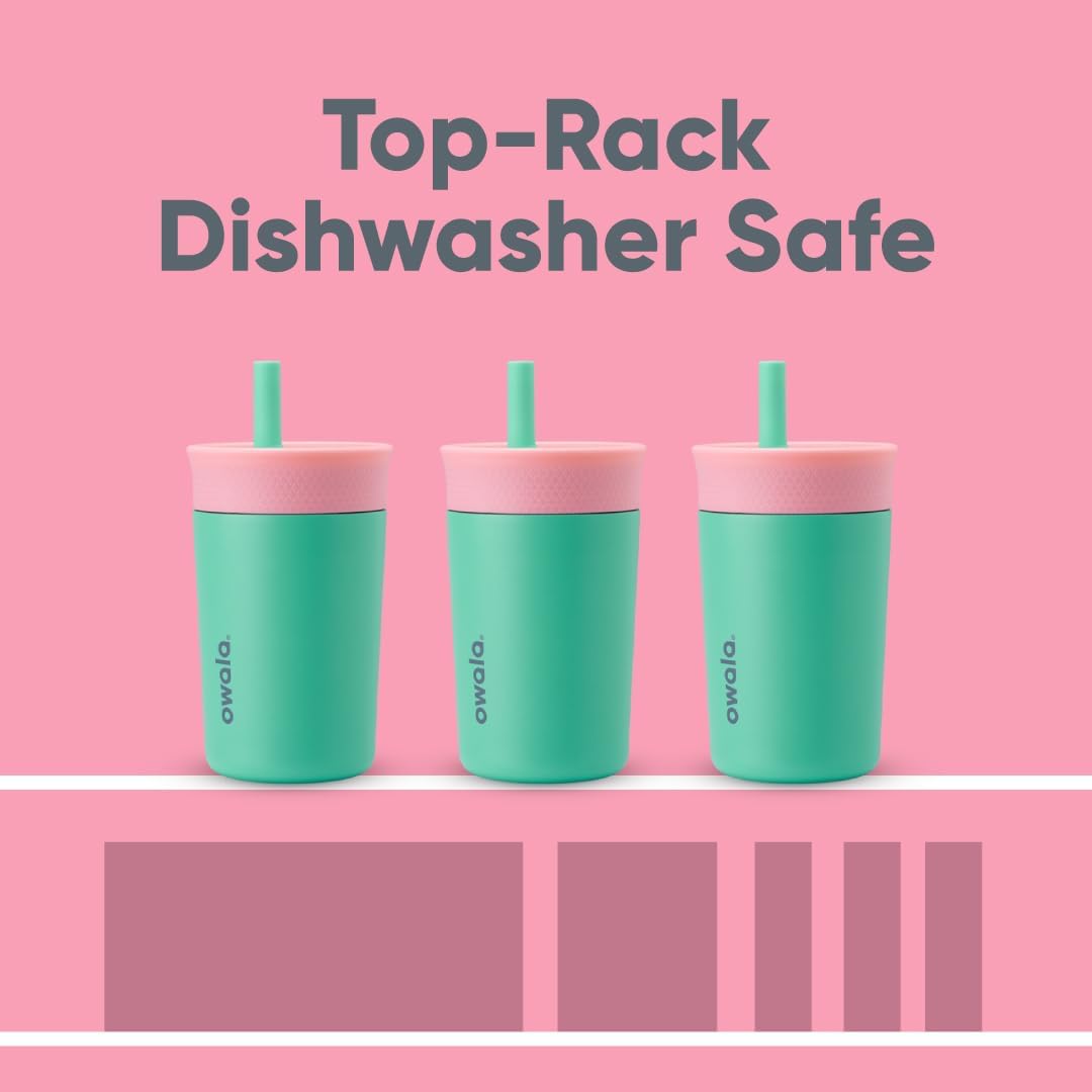 Owala Kids BPA-Free Plastic Tumbler with Spill Resistant Flexible Straw, Easy to Clean, Kids Water Bottle, Great for Travel, Dishwasher Safe, 15 Oz, Skate Park