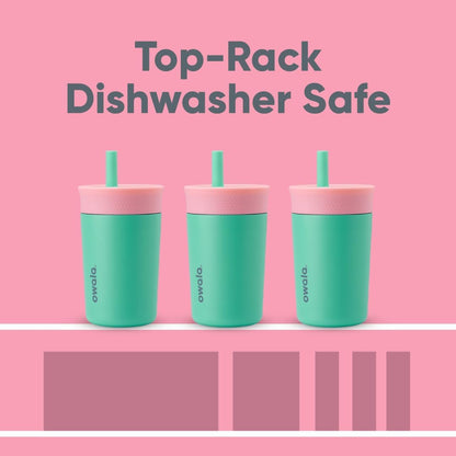 Owala Kids BPA-Free Plastic Tumbler with Spill Resistant Flexible Straw, Easy to Clean, Kids Water Bottle, Great for Travel, Dishwasher Safe, 15 Oz, Skate Park