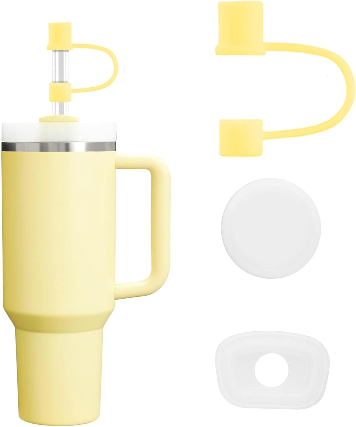 MOLOSLEEVE 21 Colors Straw Toppers Include A Set of Leak-proof Plugs, for Stanley Straw Covers Cap for Stanley Cup 2.0 30oz, 40oz, Silicone, Dust-Proof （Clear）